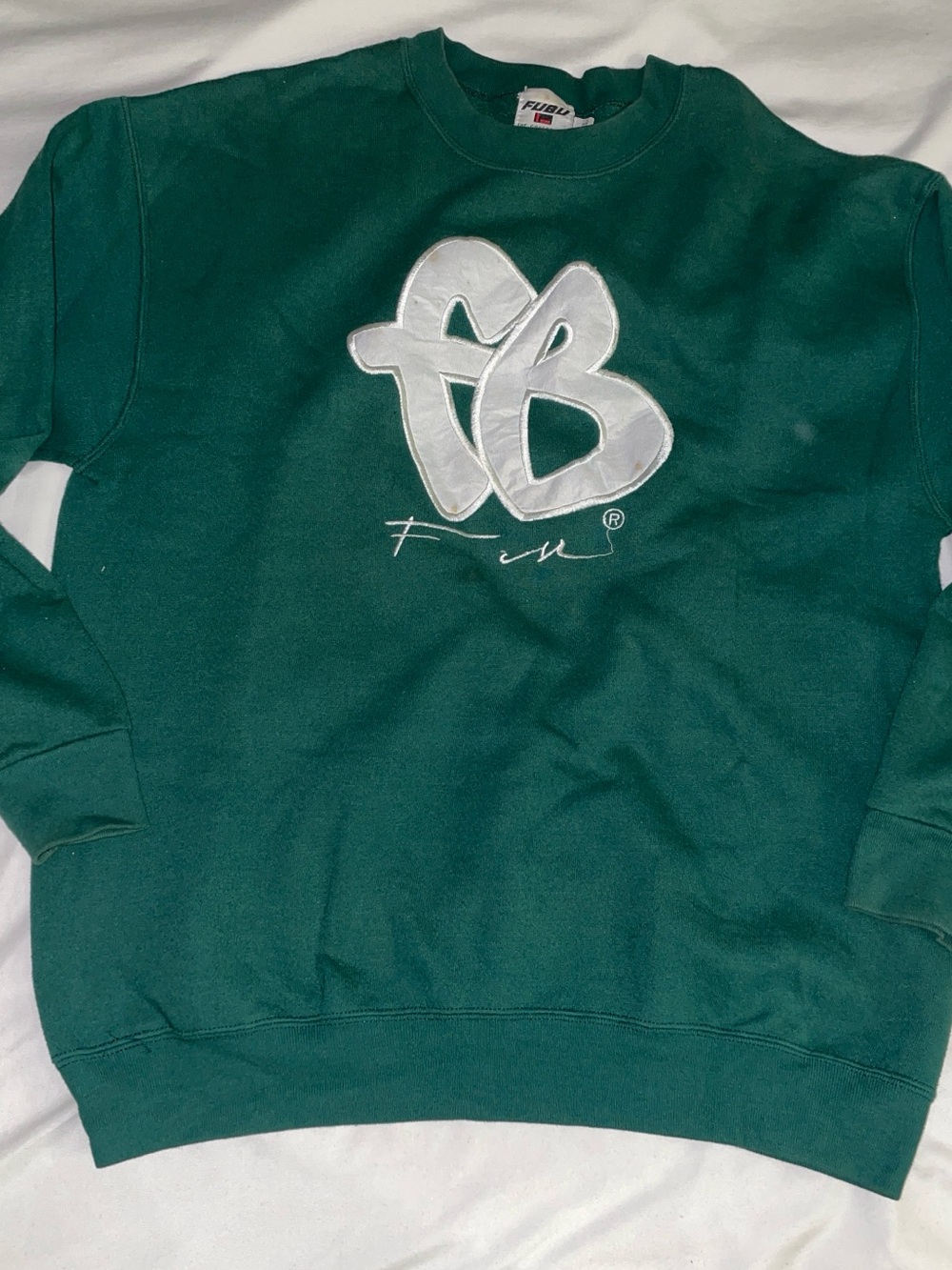 FUBU Dark Green Crewneck Sweatshirt with White Logo